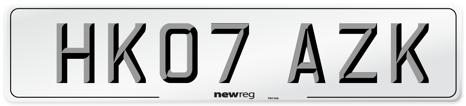 HK07 AZK Number Plate from New Reg